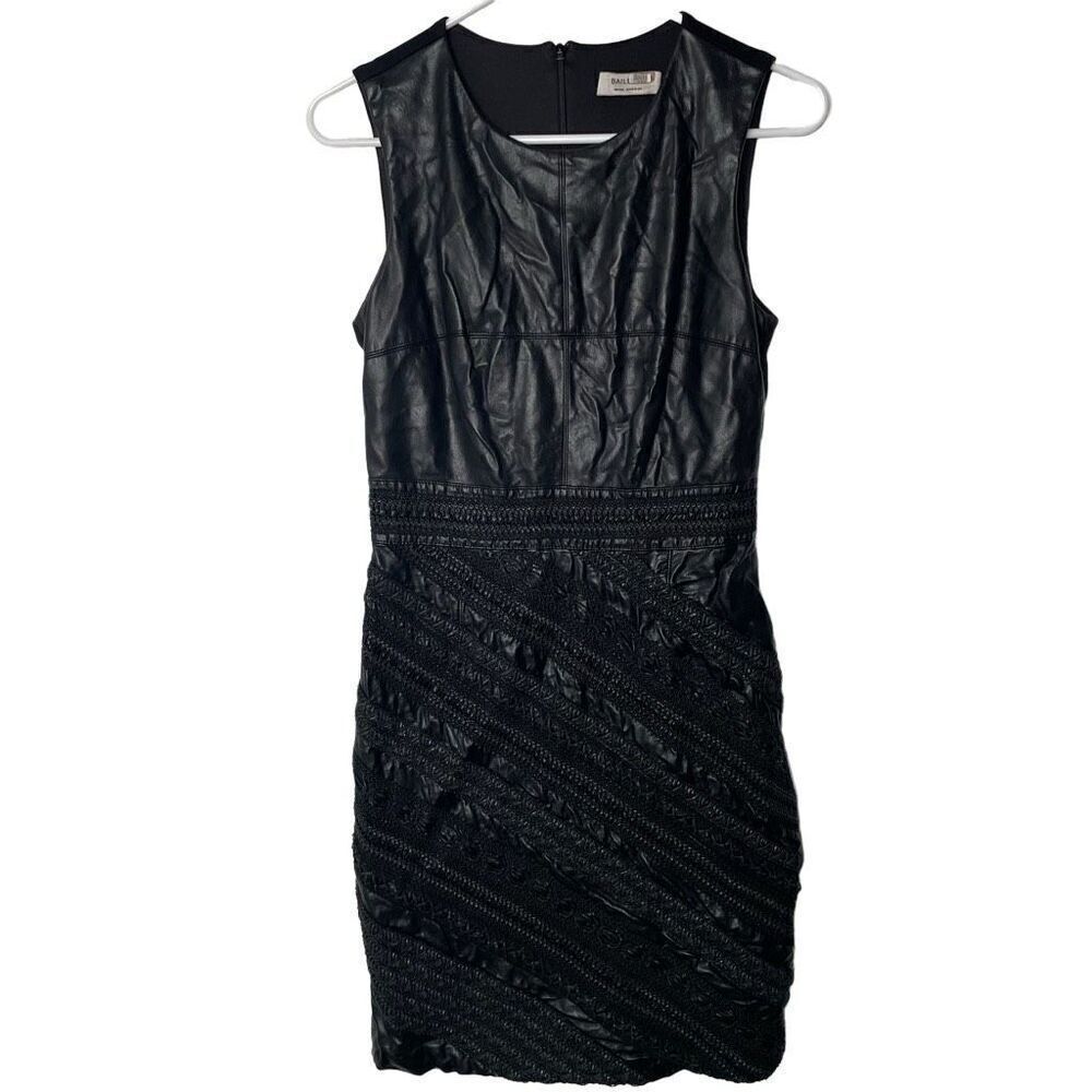 Bailey 44 Womens Lex Dress S Black Faux Leather Sleeveless Sheath Mod Goth
